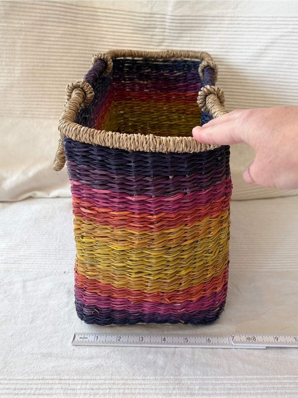 Handwoven Multicolor Straw Tote Beach Bag / Market Bag - Picture 5 of 12